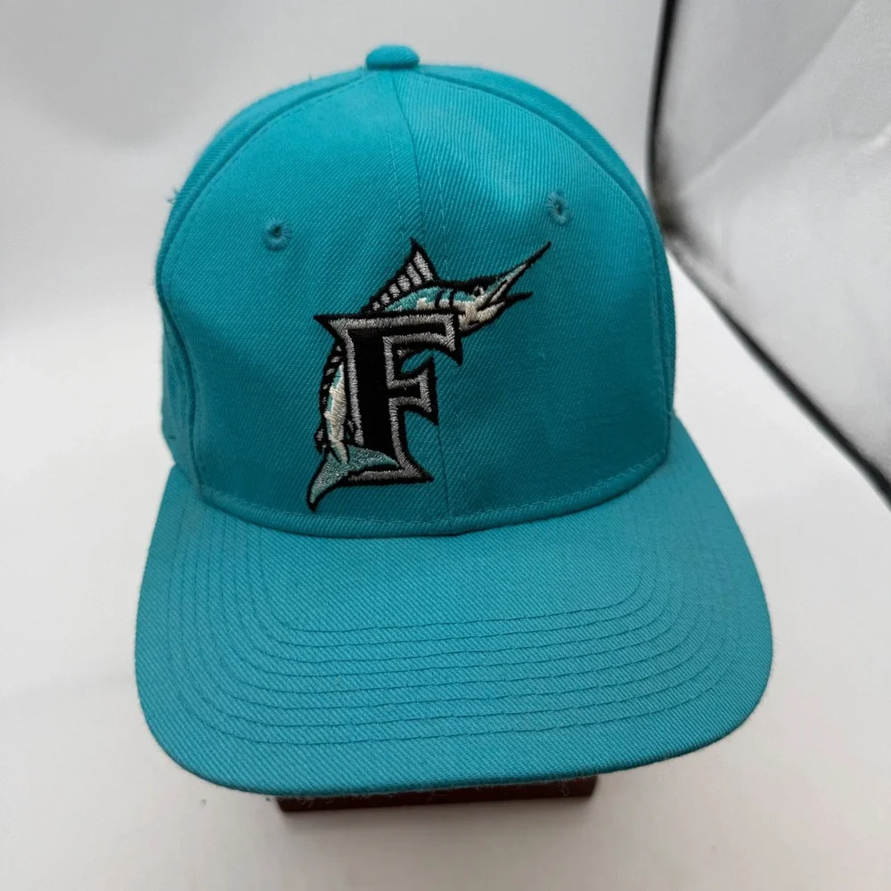Vintage Florida Marlins The Pro MLB Fitted Hat Teal Blue Size 7 Wool Blend Cap